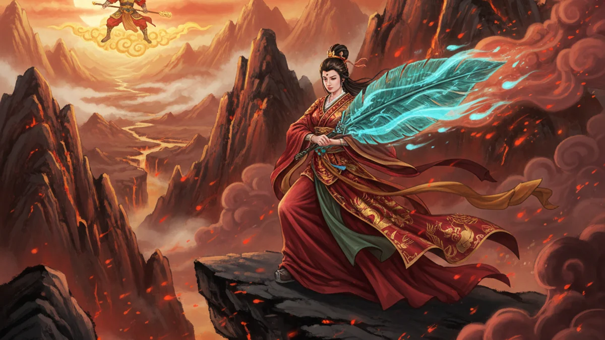 Illustration for Princess Iron Fan - a journey to the west Chinese Legends story with moral lessons
