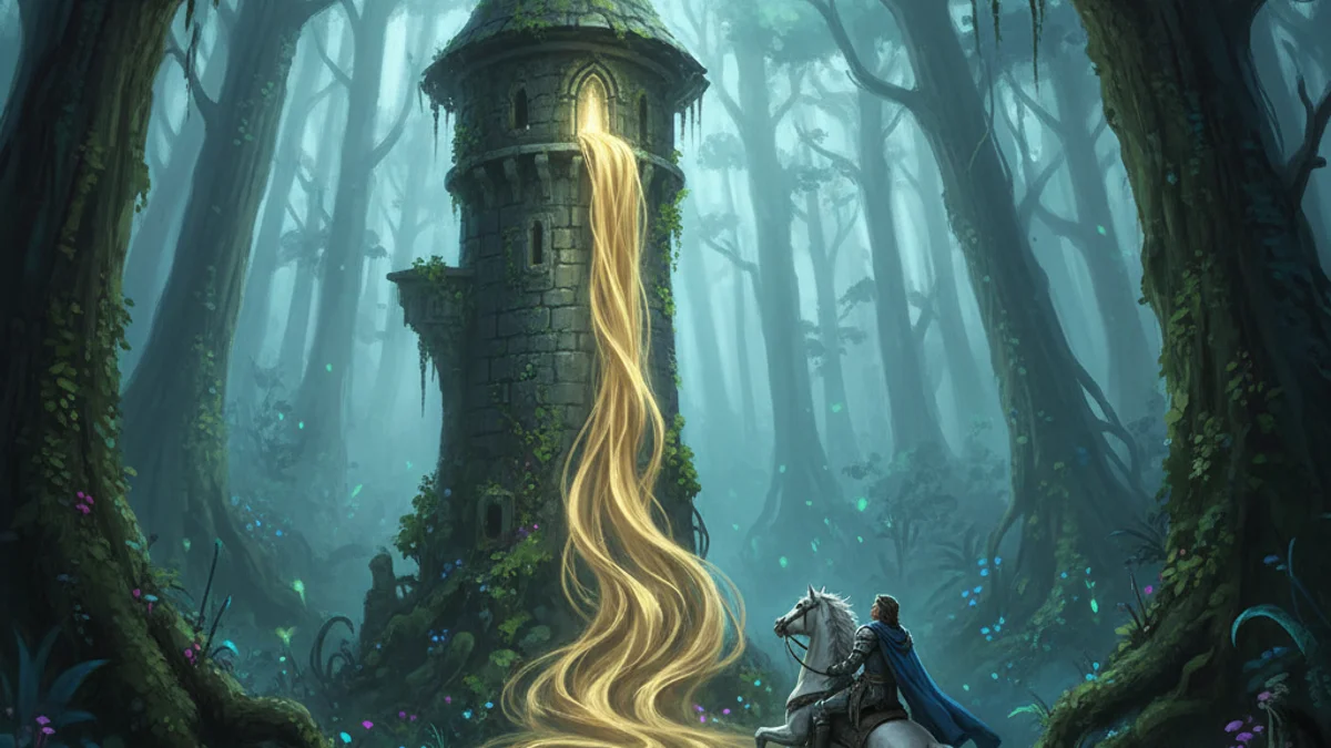 Illustration for Rapunzel - a brothers grimm stories European Folklore story with moral lessons