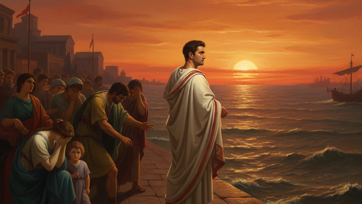 Regulus Returns to Carthage - Roman Virtues story illustration from Roman Mythology