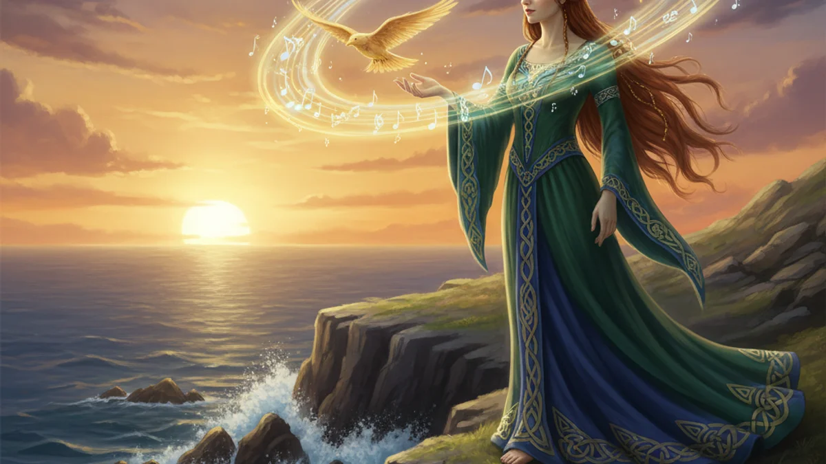 Illustration for Rhiannon and the Birds - a welsh legends Celtic Myths story with moral lessons