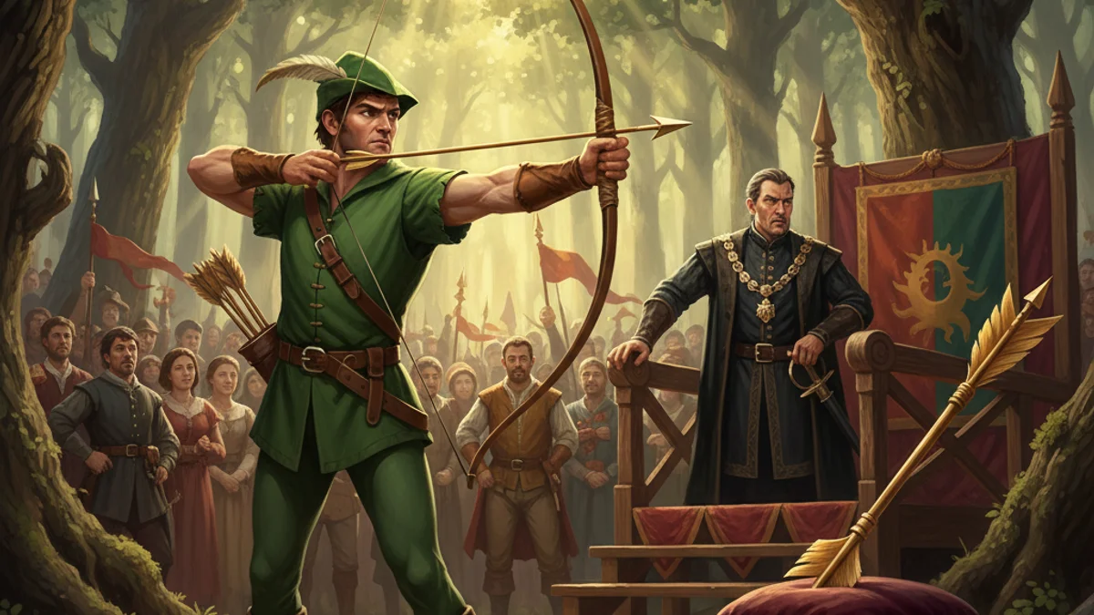 Illustration for Robin Hood and the Sheriff - a classic tales Robin Hood story with moral lessons