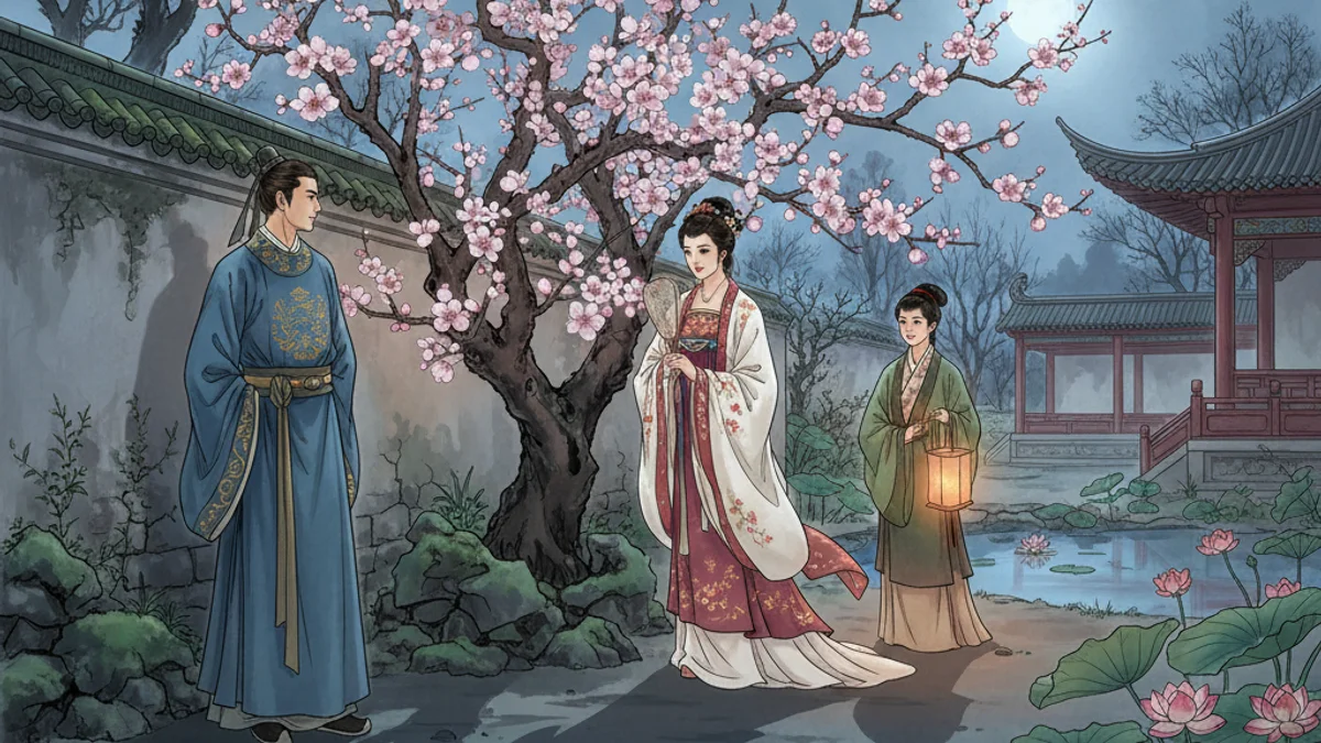 Illustration for Romance of the Western Chamber - a four great classical tales Chinese Legends story with moral lessons