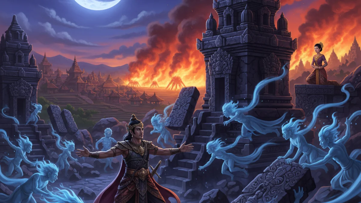 Illustration for Roro Jonggrang - a classic legends Indonesian Folklore story with moral lessons