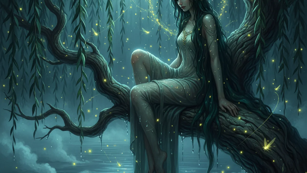 Illustration for Rusalka the Water Maiden - a slavic legends European Folklore story with moral lessons