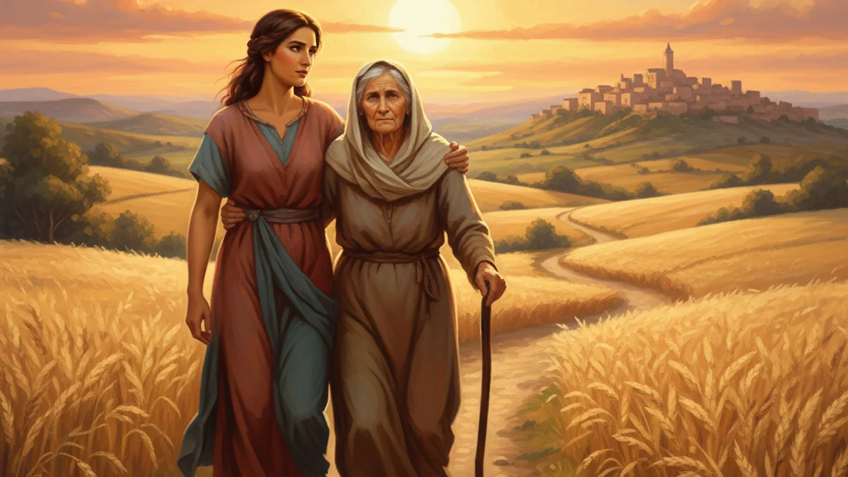 Ruth and Naomi - Tales from the Torah story illustration from Jewish Folklore