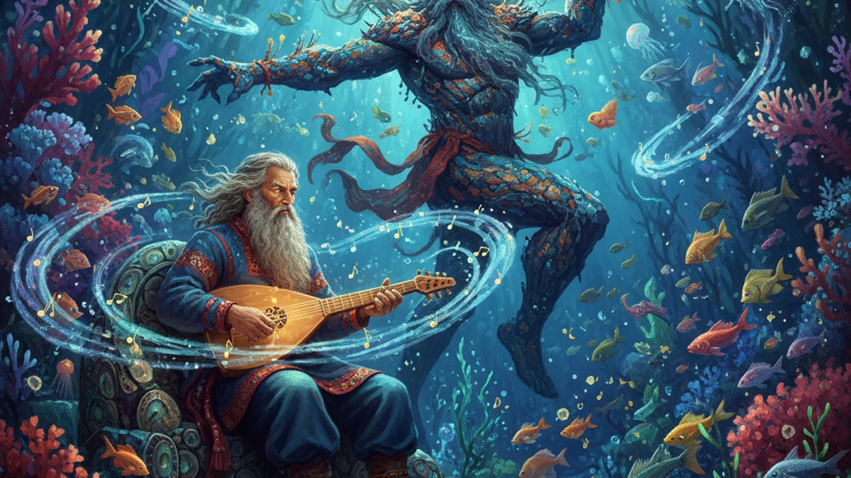 Illustration for Sadko - a slavic legends European Folklore story with moral lessons