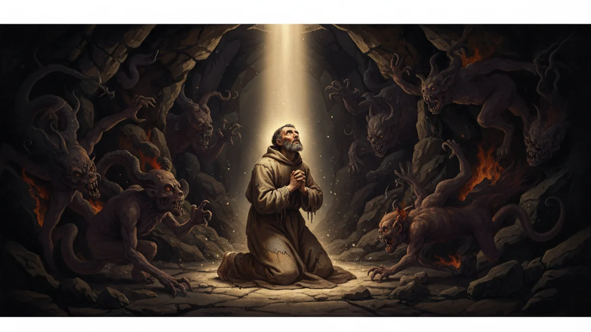 Saint Anthony's Temptations - Tales of Miracles and Martyrdom story illustration from Early Christian Saints Lives