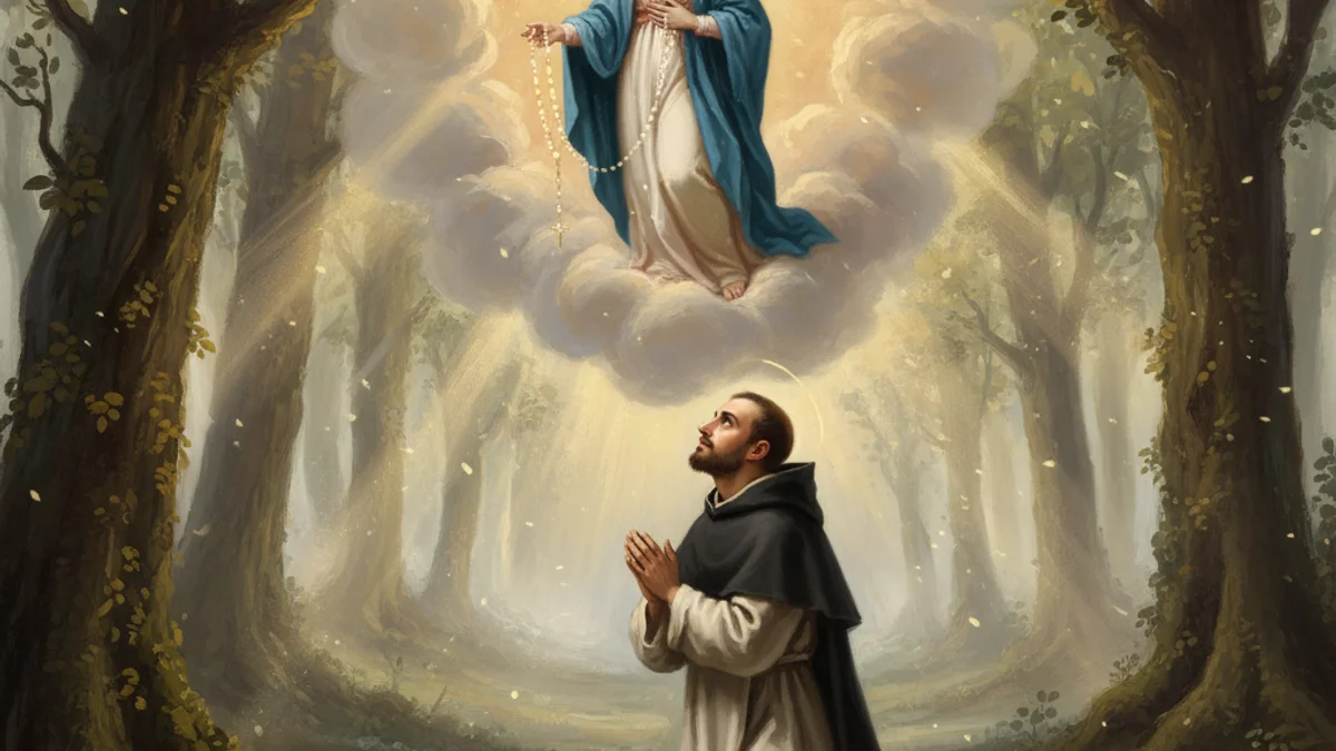 Illustration for Saint Dominic and the Rosary - a medieval saints Early Christian Saints Lives story with moral lessons