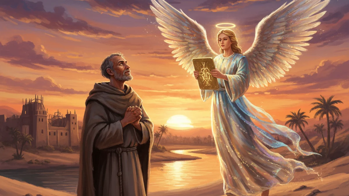 Illustration for Saint Pachomius Founds a Monastery - a desert fathers Early Christian Saints Lives story with moral lessons