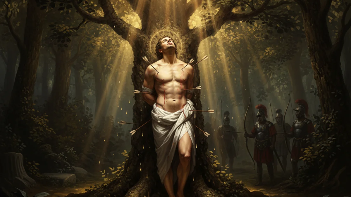 Illustration for Saint Sebastian's Martyrdom - a tales of miracles and martyrdom Early Christian Saints Lives story with moral lessons