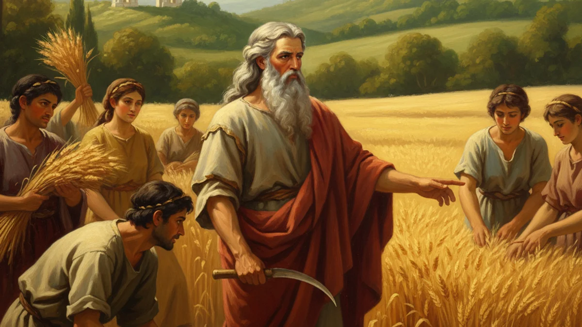 Illustration for Saturn and the Golden Age - a roman gods Roman Mythology story with moral lessons