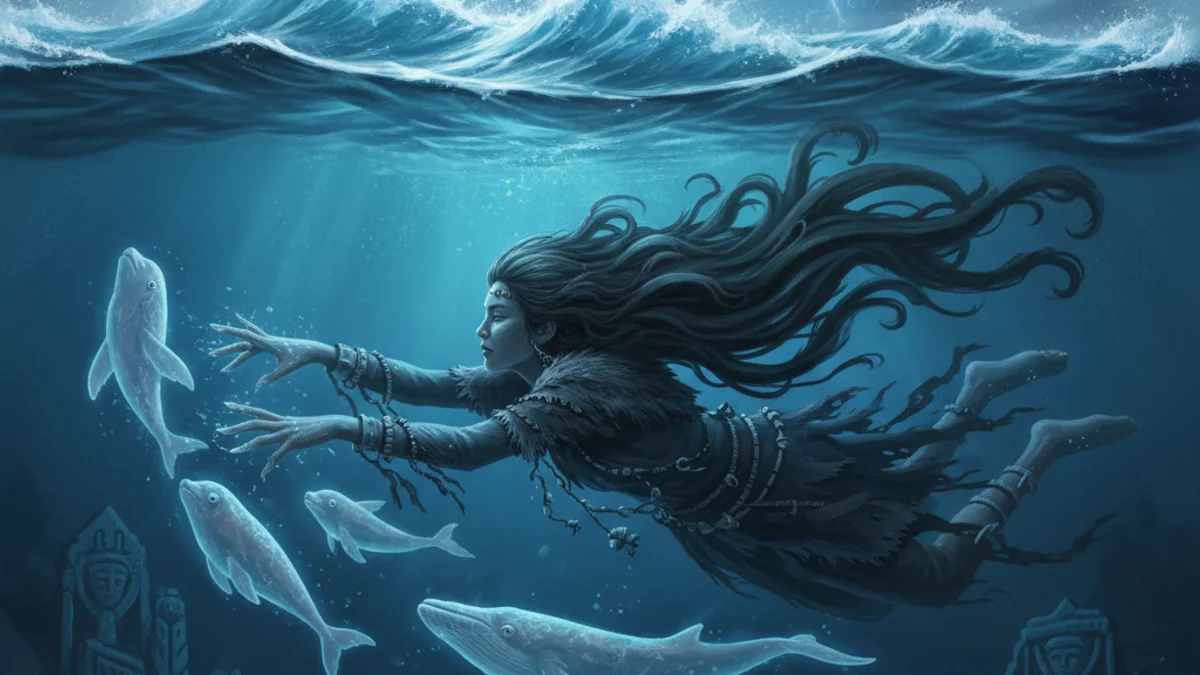 Sedna Goddess of the Sea (Extended) - Creation Stories story illustration from Inuit and Arctic Folklore
