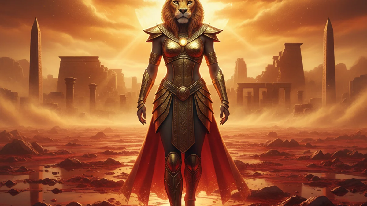 Sekhmet the Lioness - Gods and Goddesses story illustration from Egyptian Mythology