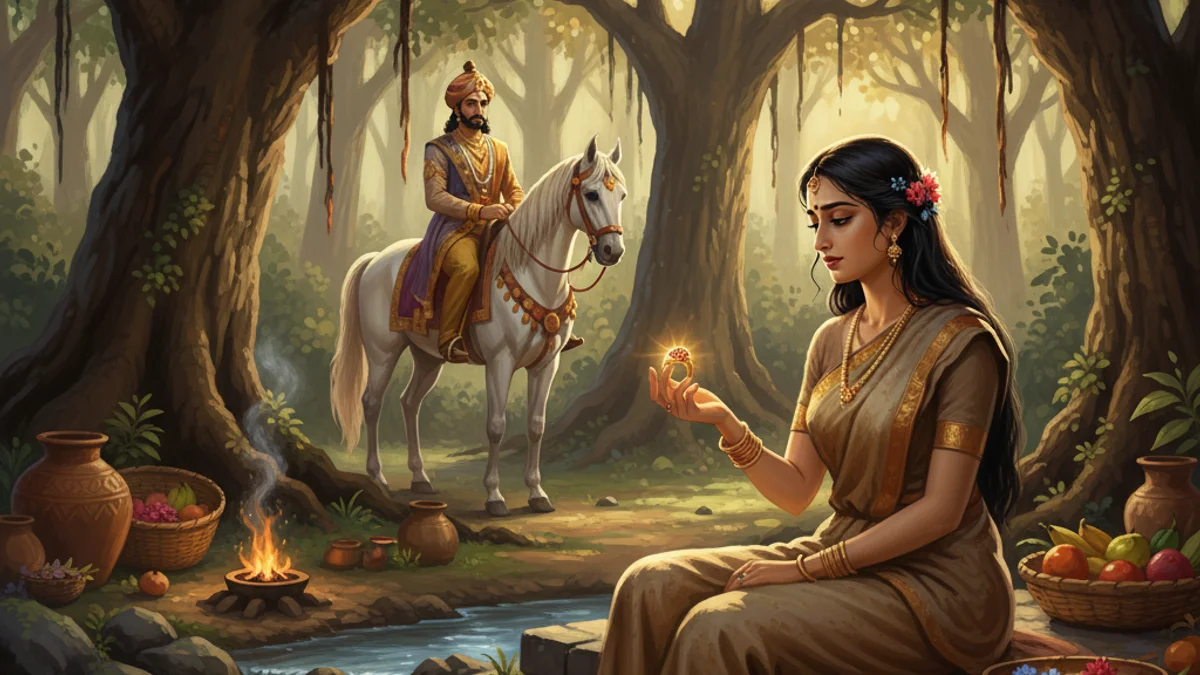 Illustration for Shakuntala and Dushyanta - a additional stories Hindu Epics story with moral lessons