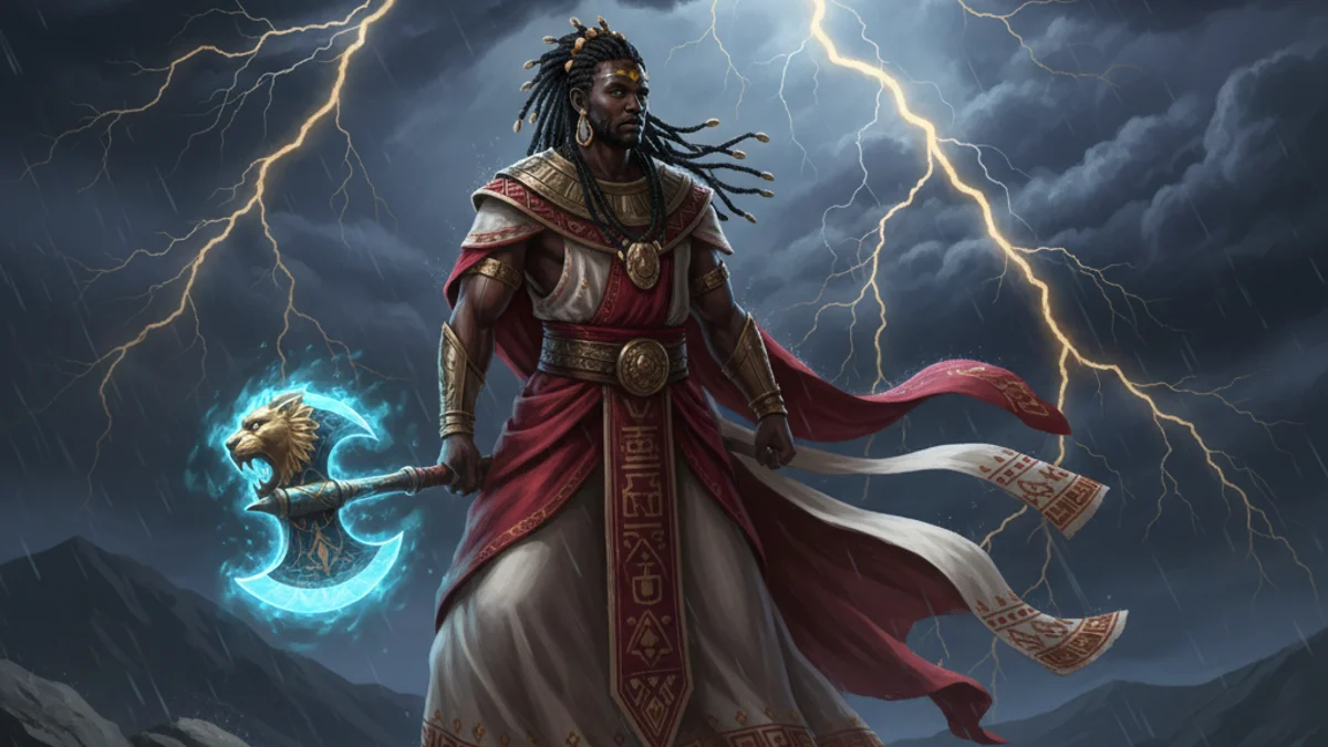 Shango God of Thunder - Orishas and Gods story illustration from African Mythology