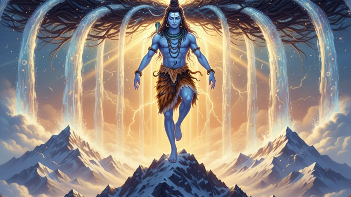 Illustration for Shiva and the River Ganga - a gods and demons Hindu Epics story with moral lessons