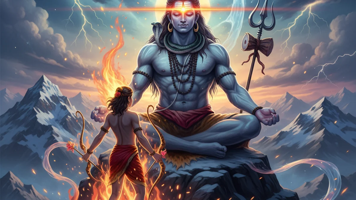 Illustration for Shiva's Third Eye - a gods and demons Hindu Epics story with moral lessons