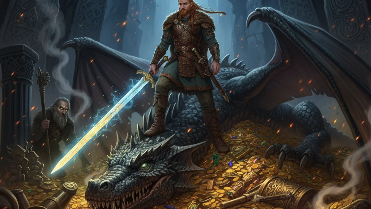 Illustration for Sigurd and Regin - a norse heroes Norse Myths story with moral lessons