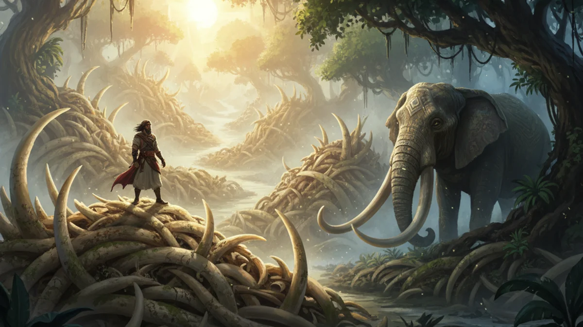 Illustration for Sinbad and the Elephant Cemetery - a sinbad the sailor Arabian Nights story with moral lessons