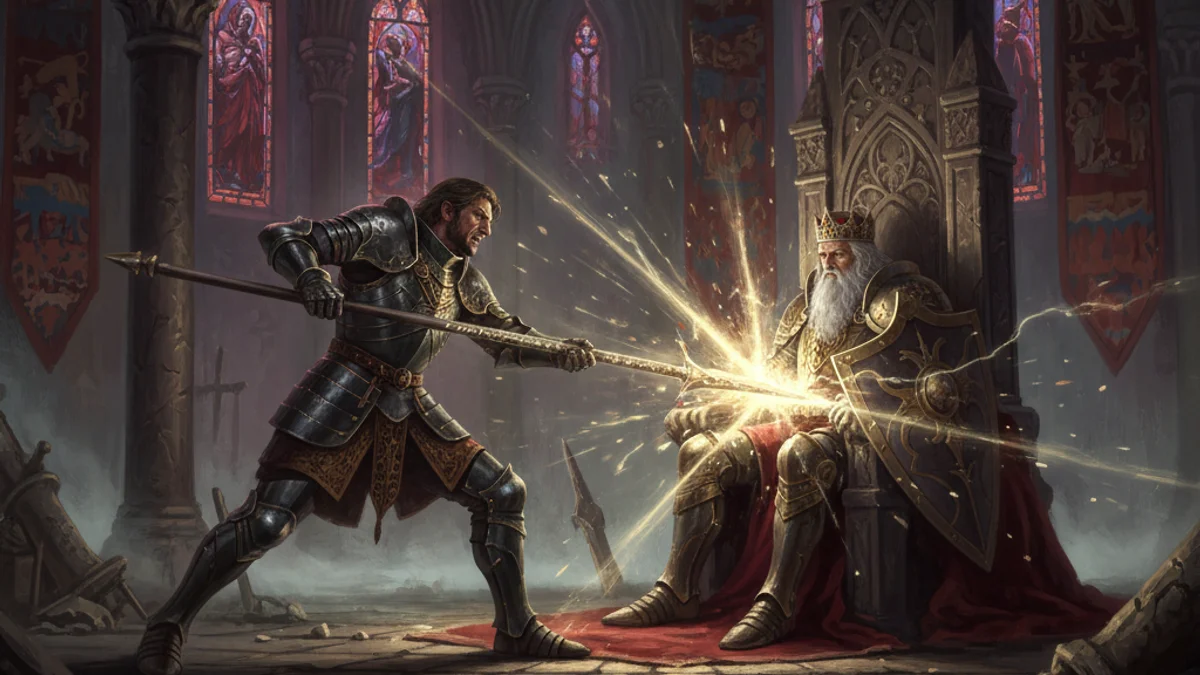 Illustration for Sir Balin and the Dolorous Stroke - a knights of the round table Arthurian Legends story with moral lessons