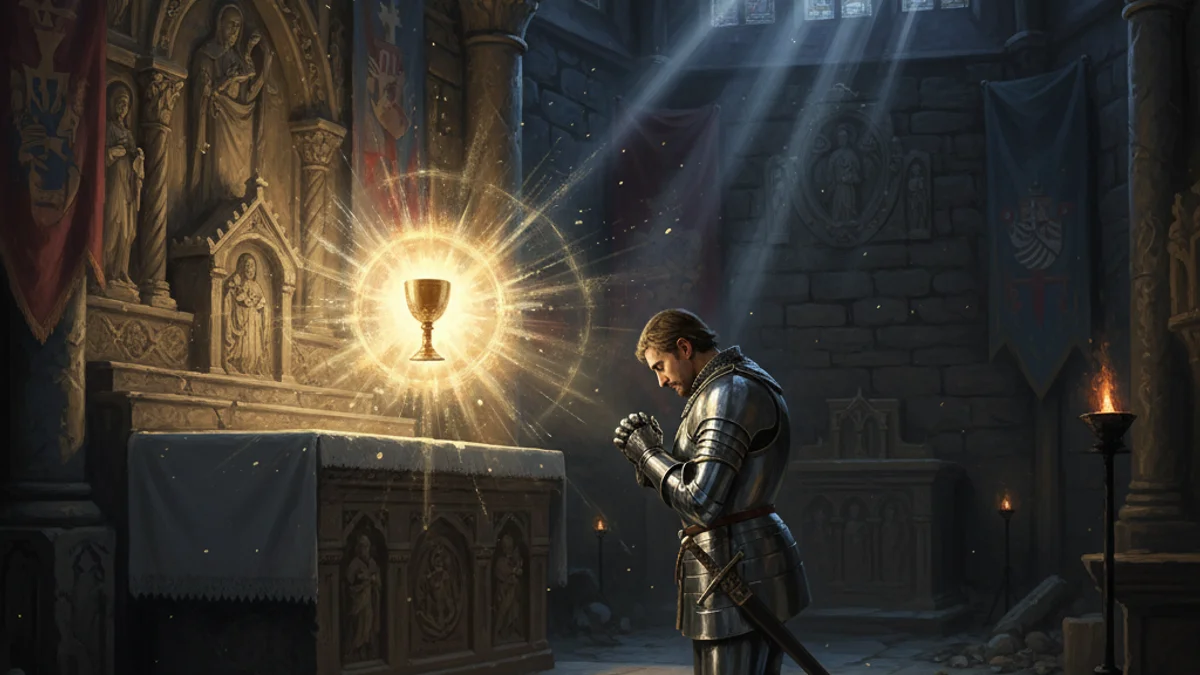 Illustration for Sir Bors and the Grail - a knights of the round table Arthurian Legends story with moral lessons