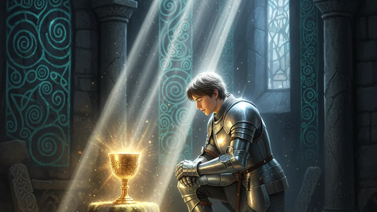 Illustration for Sir Galahad Achieves the Grail - a knights of the round table Arthurian Legends story with moral lessons