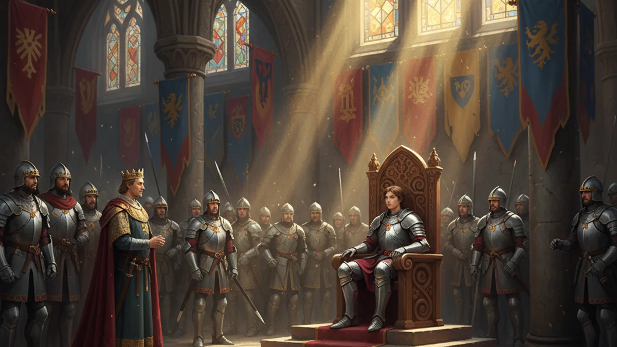 Illustration for Sir Galahad and the Siege Perilous - a knights of the round table Arthurian Legends story with moral lessons