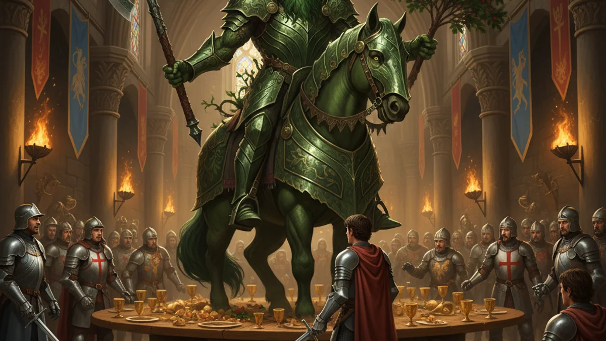 Sir Gawain and the Green Knight - Knights of the Round Table story illustration from Arthurian Legends