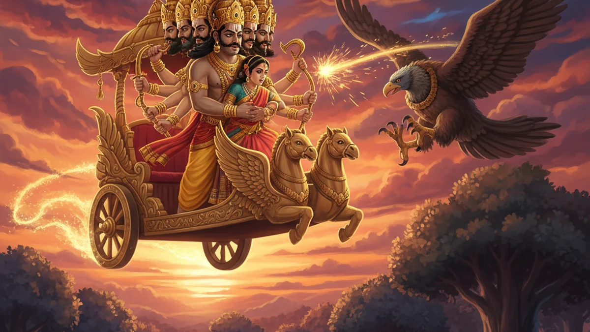 Illustration for Sita's Abduction - a stories from the ramayana Hindu Epics story with moral lessons