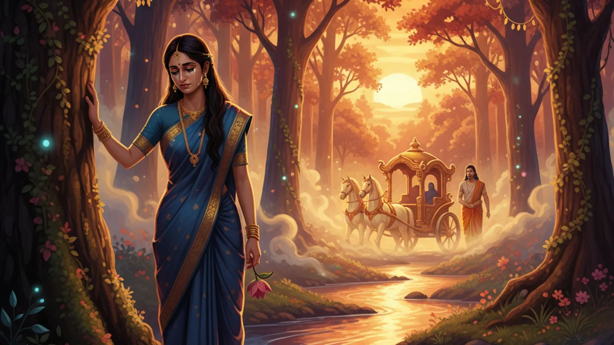 Illustration for Sita's Banishment - a stories from the ramayana Hindu Epics story with moral lessons