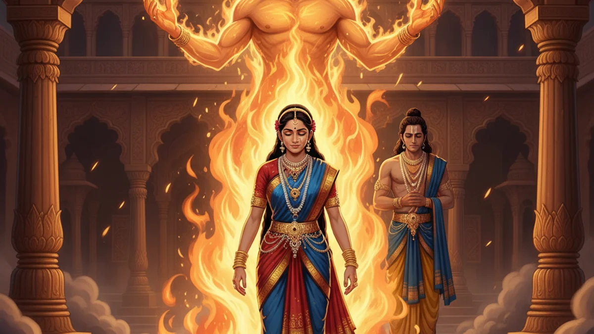 Illustration for Sita's Ordeal - a goddess stories Hindu Epics story with moral lessons