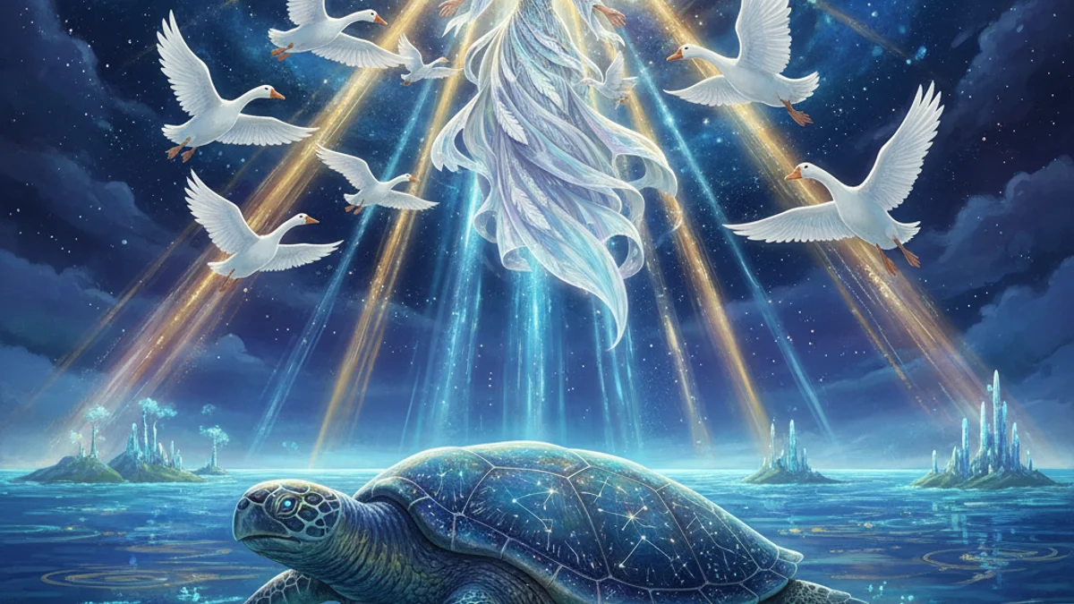 Illustration for Sky Woman Falls - a creation stories Native American Legends story with moral lessons