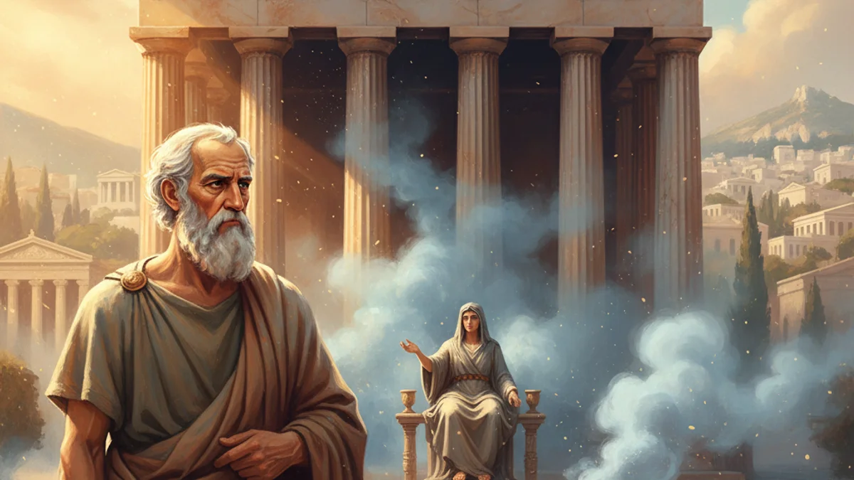 Illustration for Socrates and the Oracle - a socratic dialogues Stories of Famous Philosophers story with moral lessons