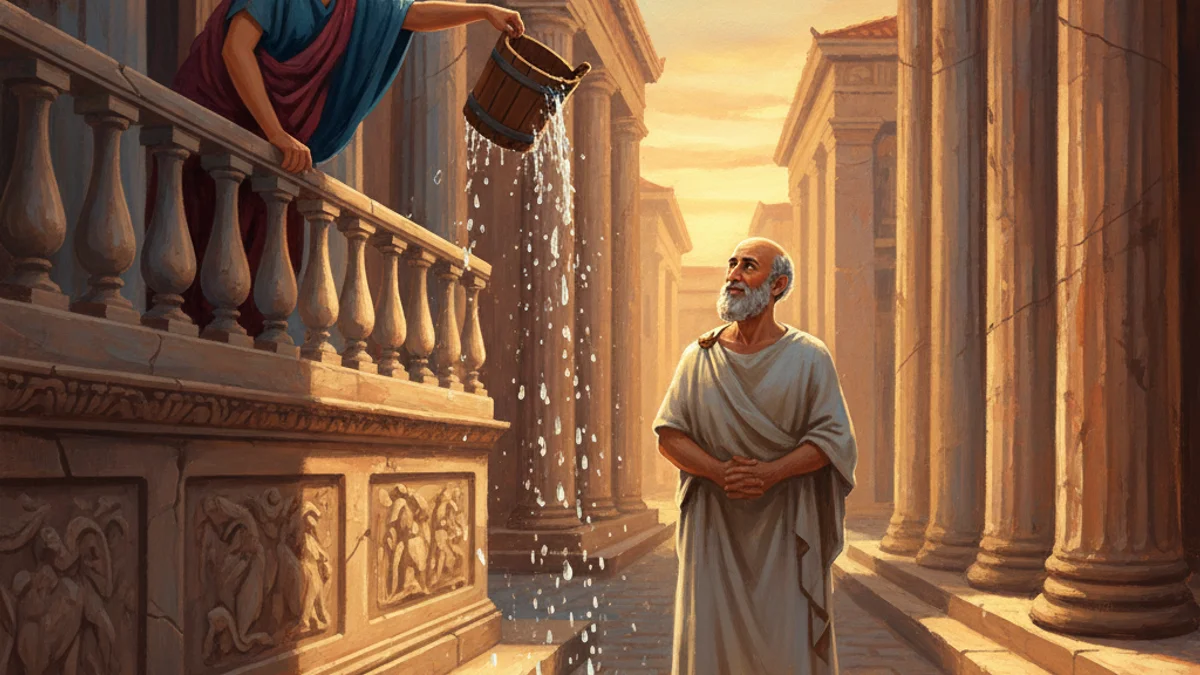 Illustration for Socrates and Xanthippe - a socratic dialogues Stories of Famous Philosophers story with moral lessons