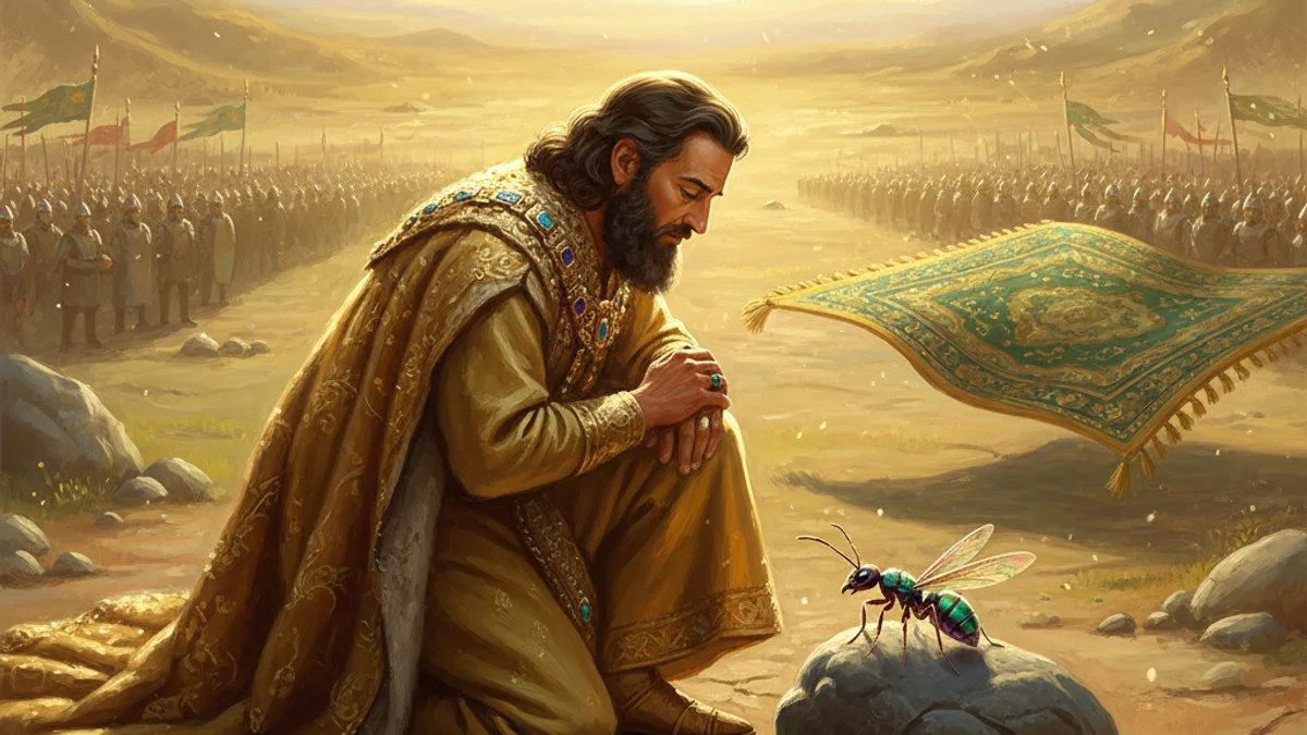 Illustration for Solomon and the Ant - a legends of king solomon Jewish Folklore story with moral lessons