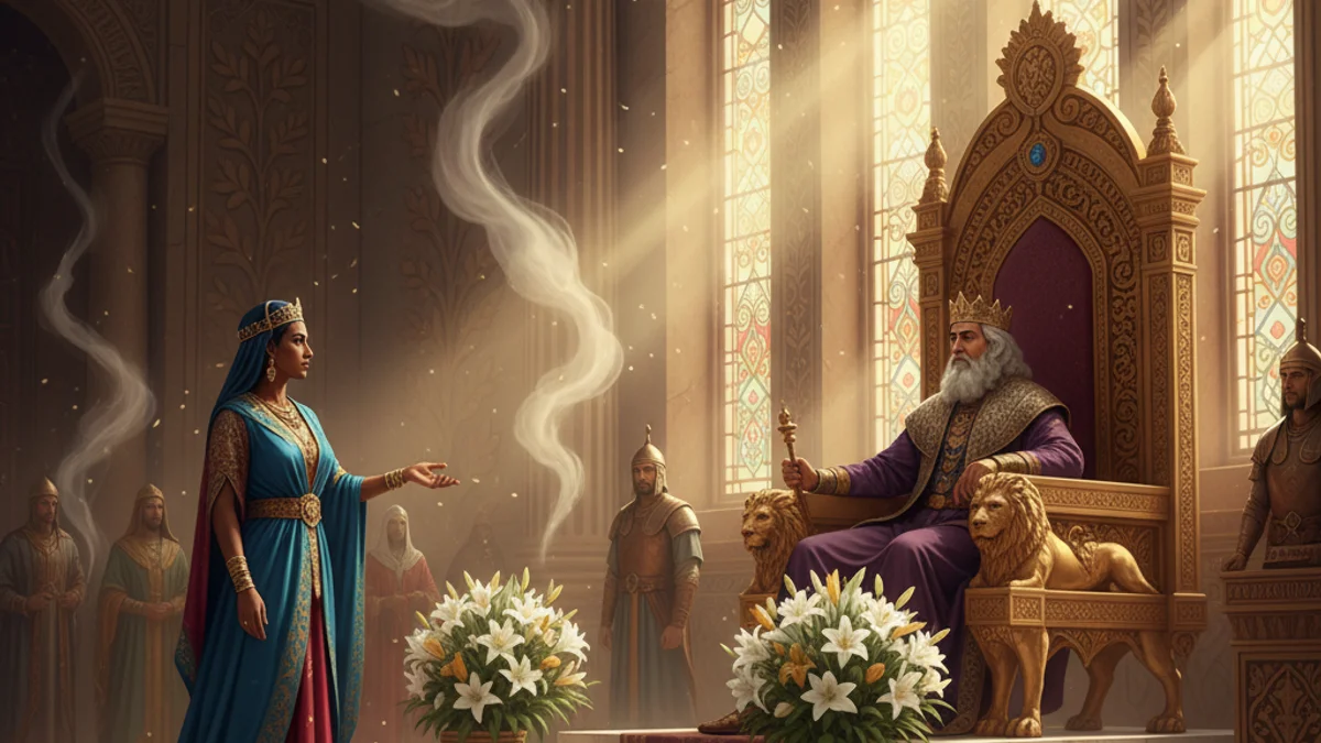 Illustration for Solomon and the Queen of Sheba - a legends of king solomon Jewish Folklore story with moral lessons