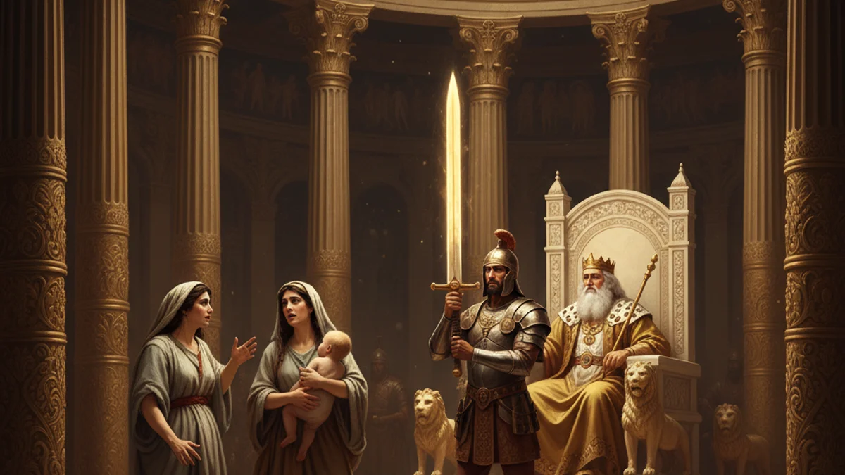 Illustration for Solomon's Wisdom - a legends of king solomon Jewish Folklore story with moral lessons