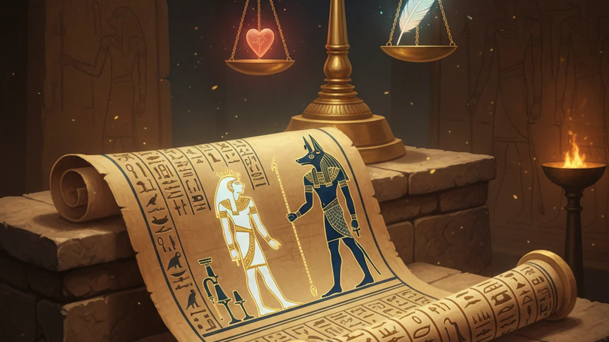 Illustration for Spells for the Afterlife - a tales of the afterlife Egyptian Mythology story with moral lessons