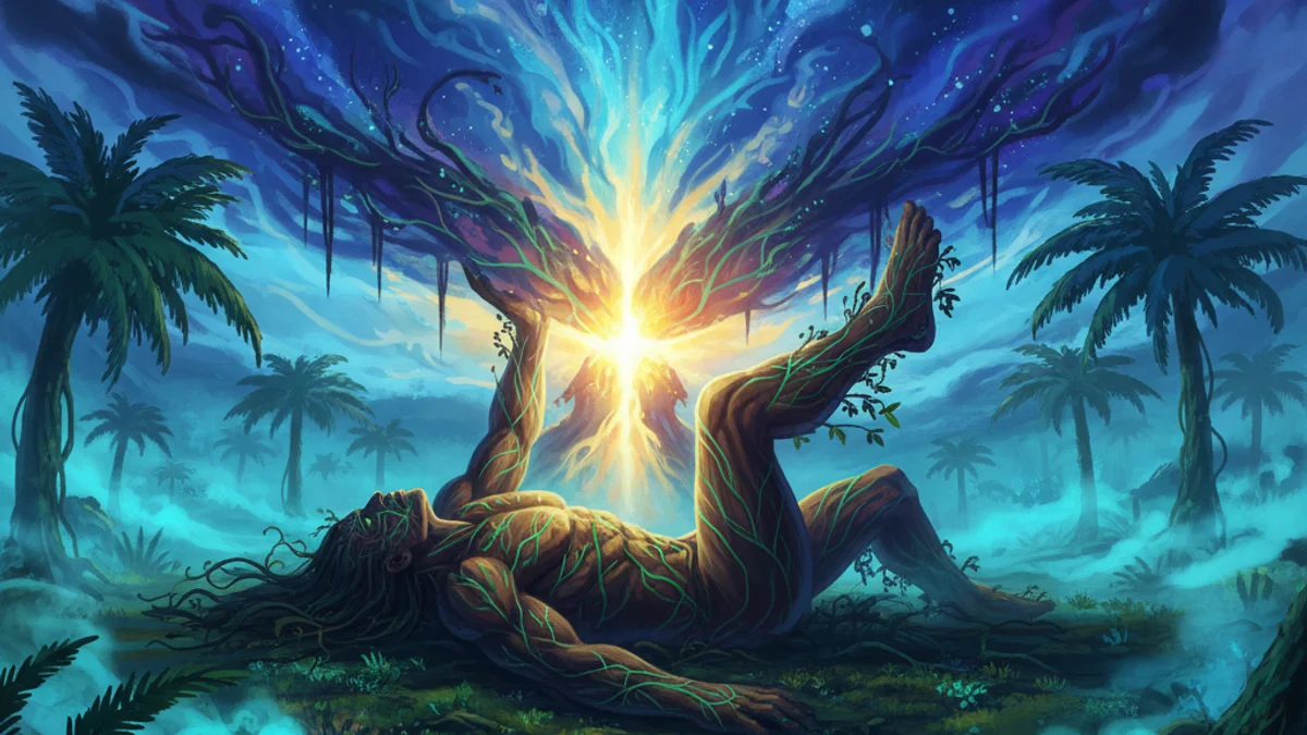 Illustration for Tane Separates Earth and Sky - a pacific voyaging Polynesian Mythology story with moral lessons