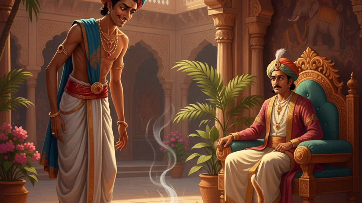 Illustration for Tenali Raman and the Cat - a tenali raman tales Indian Story Collections story with moral lessons