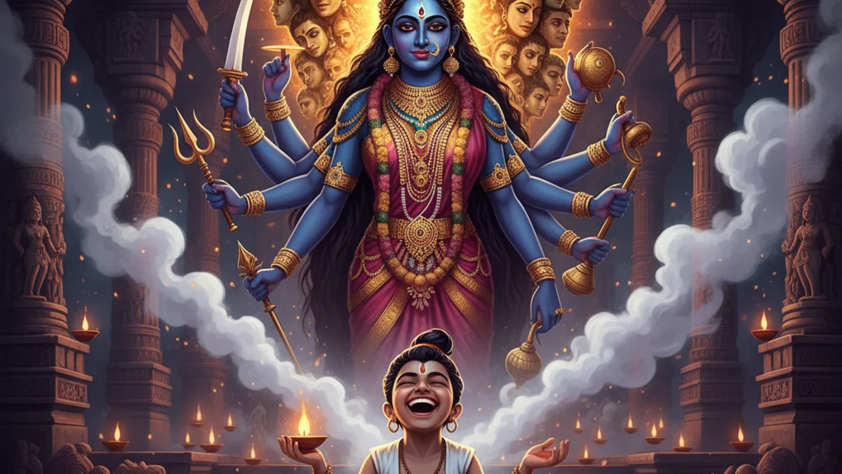 Illustration for Tenali Raman and the Goddess - a tenali raman tales Indian Story Collections story with moral lessons