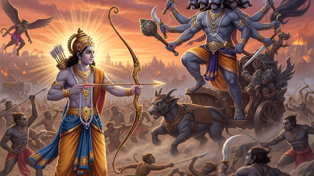 The Battle of Lanka - Stories from the Ramayana story illustration from Hindu Epics