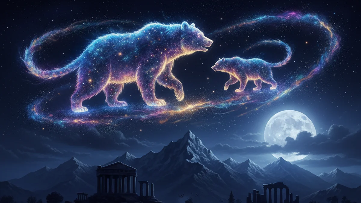Illustration for The Bear in the Sky - a constellation myths Cross-Cultural Themes story with moral lessons