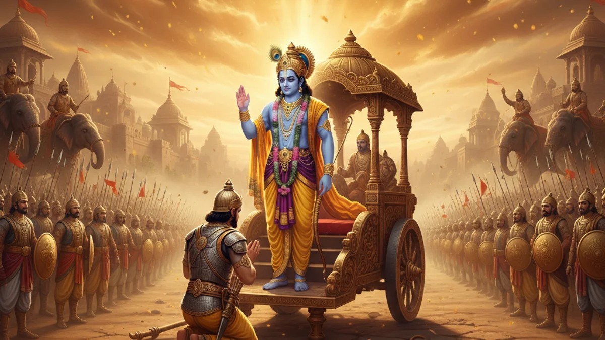 Illustration for The Bhagavad Gita - a stories from the mahabharata Hindu Epics story with moral lessons