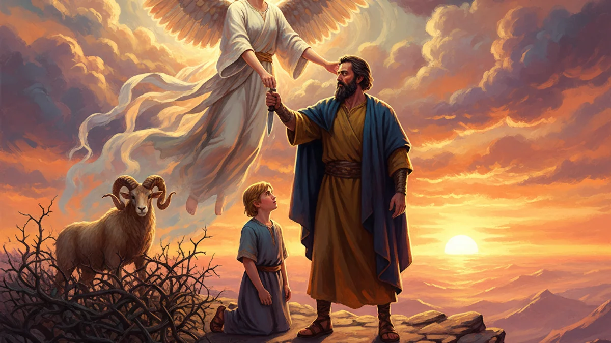 The Binding of Isaac - Tales from the Torah story illustration from Jewish Folklore