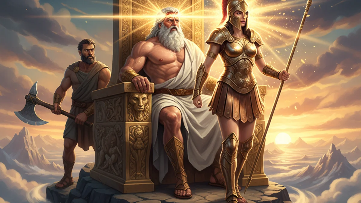 Illustration for The Birth of Athena - a olympian gods Greek Myths story with moral lessons