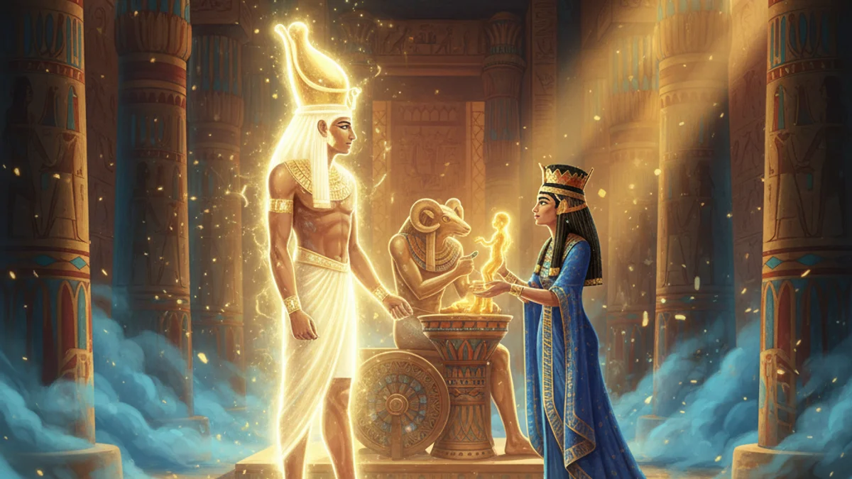 Illustration for The Birth of Hatshepsut - a pharaoh legends Egyptian Mythology story with moral lessons