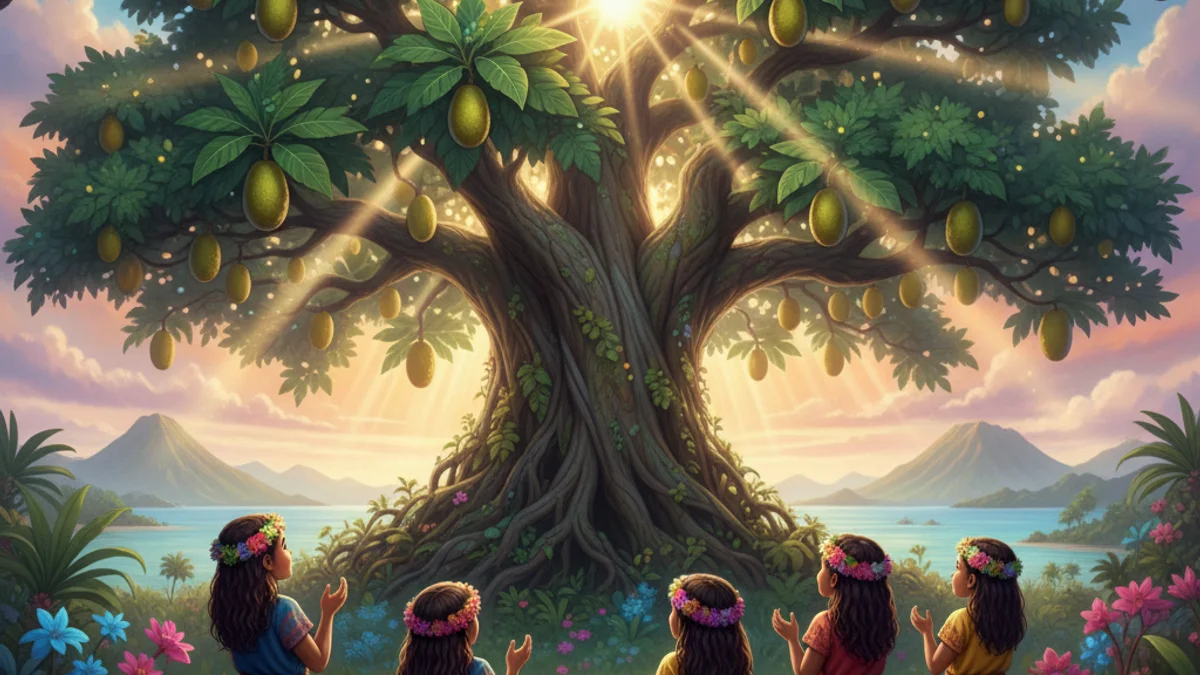 The Breadfruit Tree - Micronesian Tales story illustration from Pacific Island Mythology