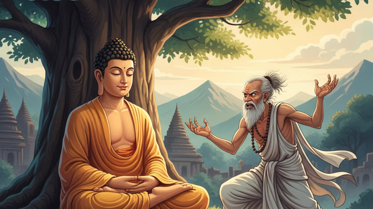 The Buddha and the Angry Brahmin - Additional Tales story illustration from Buddhist Jataka Tales