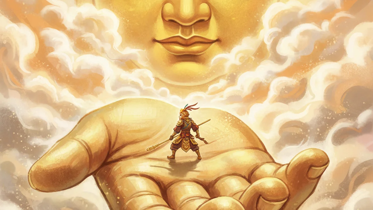 The Buddha's Wager - Journey to the West story illustration from Chinese Legends